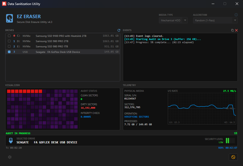 EZ Eraser audit view